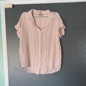 Elie Tahari Light Pink Striped Button Down Shirt